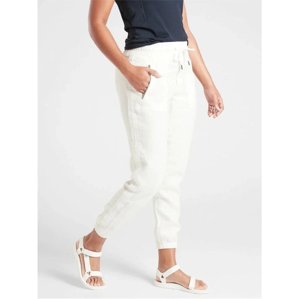 ATHLETA‎ Cabo Linen Jogger Pant White Sz 14